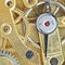 Brass mechanical clockwork of vintage clock