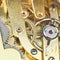 Brass mechanical clockwork of vintage watch