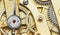 Brass mechanical movement of vintage clock