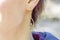 Brass metal earrings in romantic decorative shape