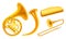 Brass Musical Instruments with Trombone and Horn Vector Set