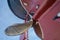 Brass Propeller Blades Close-Up Hull Tug Ship