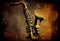 Brass saxophone background with an abstract vintage distressed texture