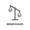 brass scales icon. Element of measuring instruments icon with name for mobile concept and web apps. Thin line brass scales icon ca