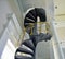 Brass, steel and glass spiral staircase