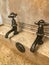 Brass taps on a old wooden victorian sink in england.