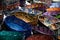 Brass tea sets and serving platters in the Grand Bazaar Istanbul, Turkey