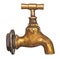 Brass vintage faucet isolated on