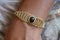 Brass wire bracelet with tiger eye mineral stone