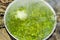 Brassica,vegetable leaves in boiling water