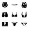 Brassiere icons set, simple style