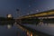 Bratislava capital in summer evening with color sunset and river Donau