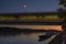 Bratislava capital in summer evening with color sunset and river Donau