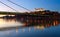 Bratislava castle and novy bridge at sunset