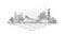 Bratislava City, Slovakia architecture line skyline illustration. Linear vector cityscape with famous landmarks, city