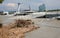 Bratislava - Danube at high flood by highest measured water and SNP bridge