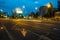 BRATISLAVA, SLOVAKIA - JULY 11, 2021: View of the traffic on streets of Bratislava at night next to the Eurovea