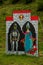 Bratislava,Slovakia: Tantamareski depicting knights and princesses, a photo stand for a photo shoot tourists. Devin Castle