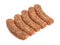 Bratwurst links on a white background