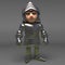 Brave armoured knight stands proud and chivalrous, 3d illustration