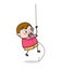 Brave Boy Trying to Climb Rope - Cute Cartoon Fat Kid Illustration