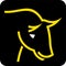 Brave bull head icon in yellow and black.