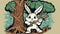 Brave Bunny\\\'s Tree Removal Logo with Yeek Camp Vibe, Made with Generative AI