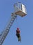 Brave firefighters hung the rope climbing