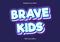 Brave kids purple background shadow writing text effect