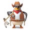Brave penguin sheriff the lone cowboy smokes on a peace pipe, 3d illustration