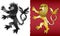 Brave roaring heraldic lion silhouette emblem
