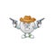 The brave of satellite dish Cowboy cartoon character holding guns