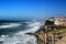 Brave sea and cliffs of the coast of Azenhas do Mar in Portugal