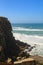 Brave sea and cliffs of the coast of Azenhas do Mar in Portugal