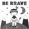 Brave tribal boy in Scandinavian style. Poster,childish print, card