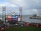 Braves plaon the scoreboard with rainbow visible