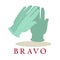 Bravo logo applause gloves icon silhouette isolated on white background.