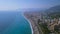 Brazil, aerial view, flying over breathtaking sandy beach and on a summer day, tourism and vacation concept. Art