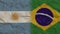 Brazil and Argentina Flags Together, Crumpled Paper Effect 3D Illustration