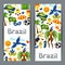 Brazil banners with stylized objects and cultural