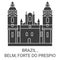 Brazil , Belm, Forte Do Prespio travel landmark vector illustration