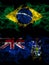 Brazil, Brazilian vs British, Britain, South Georgia and the South Sandwich Islands smoky mystic flags placed side by side. Thick