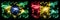 Brazil, Brazilian vs Guinea, Guinean New Year celebration sparkling fireworks flags concept background. Combination of two states