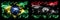 Brazil,  Brazilian vs Libya, Libyan New Year celebration sparkling fireworks flags concept background. Combination of two states