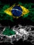 Brazil, Brazilian vs United States of America, America, US, USA, American, Eagan, Minnesota smoky mystic flags placed side by side