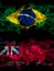 Brazil, Brazilian vs United States of America, America, US, USA, American, Taunton, Massachusetts smoky mystic flags placed side