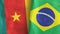 Brazil and Cameroon two flags textile cloth 3D rendering