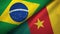 Brazil and Cameroon two flags textile cloth, fabric texture