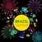 Brazil carnival background with colour masks and fireworks.