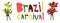 Brazil carnival, horizontal banners, poster template set isolated on black background with rubber